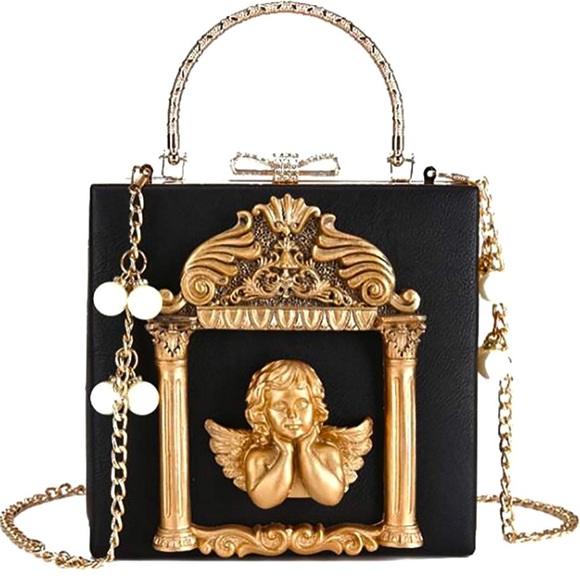 Handbags - Angel Vegan Leather Victorian/Baroque Style Purse/Shoulder Bag
